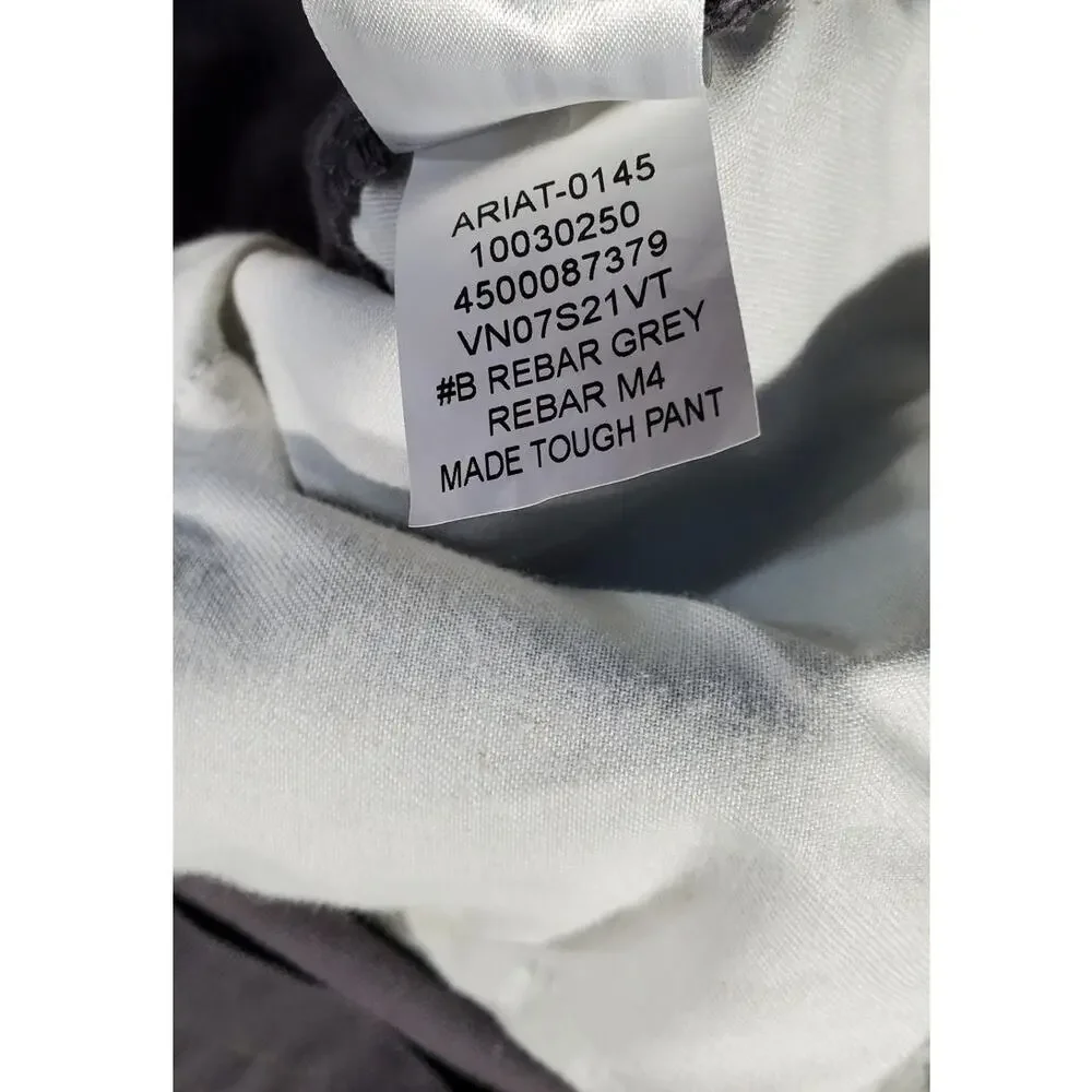 Ariat Rebar M4 Relaxed Straight Work Pants 44x29 Rebar Grey workwear durable